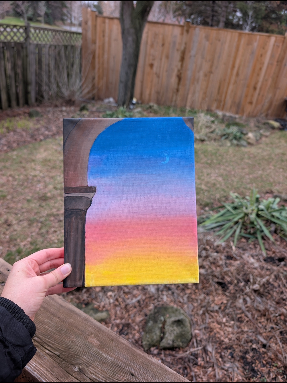 Sunset Arch Canvas Art Print - Multi-Color Gradient